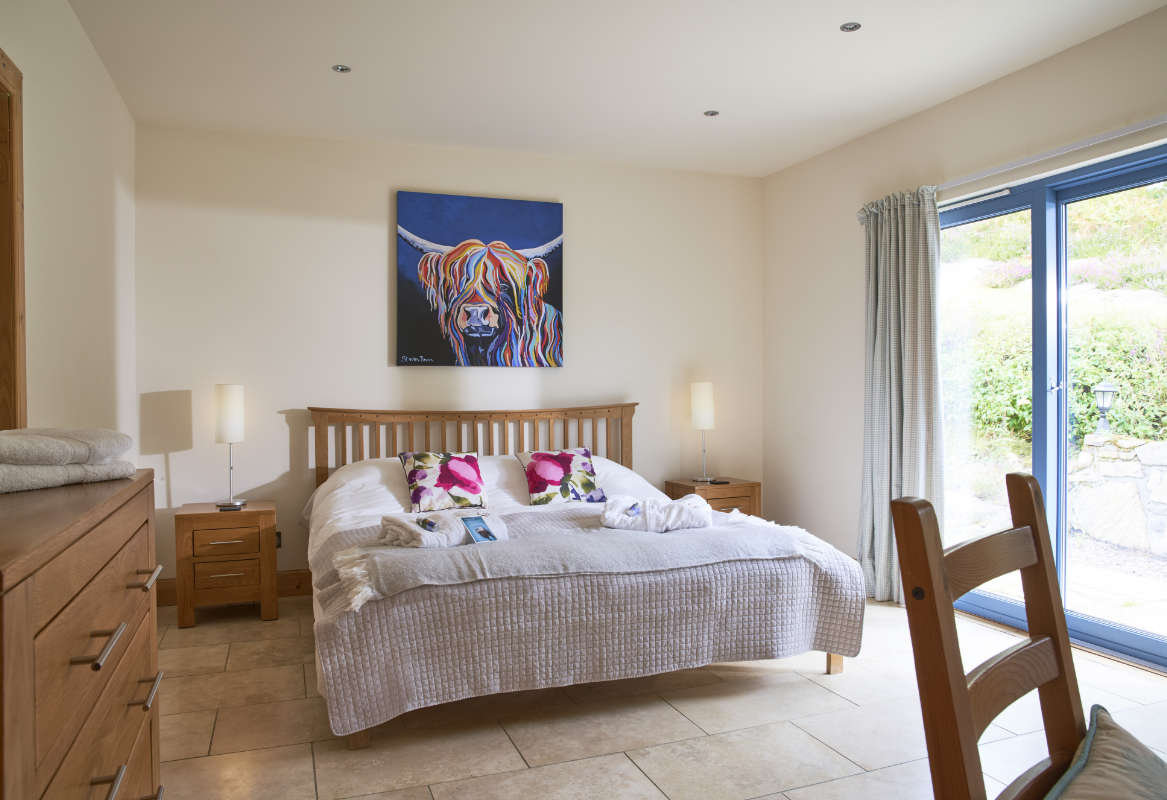 The master bedroom at Brightwater Lodge